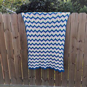 Vintage Handmade Multicolored Crochet Cover -53 in x 30 in - Medium Acrylic Yarn